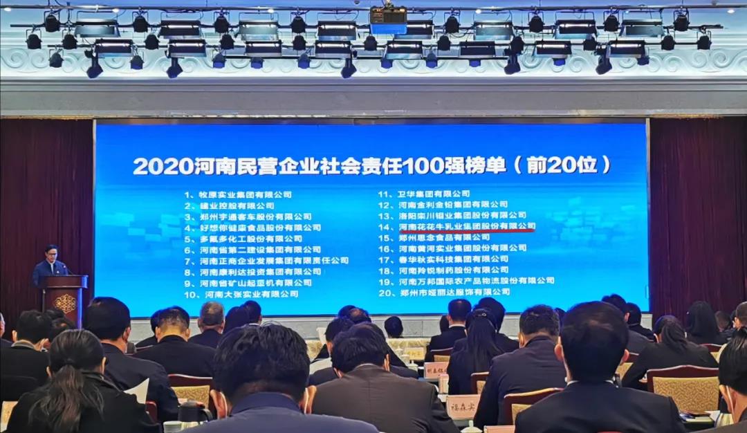 快訊 | 2020河南民營企業(yè)100強發(fā)布 花花牛榮獲“河南民營企業(yè)現(xiàn)代農(nóng)業(yè)100強”、“河南民營企業(yè)社會責(zé)任100強”雙榮譽